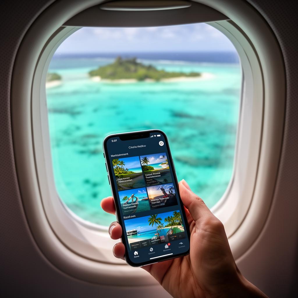 Passager utilisant son smartphone en avion